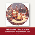Father Christmas & Reindeer by the Campfire square glass coaster set of 6 – pre-order / backorder, dispatching mid to late November 2026