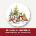 Christmas Rabbit with Presents round ceramic coaster set of 6 – pre-order / backorder, dispatching mid to late November 2026