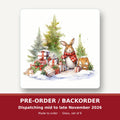 Christmas Rabbit with Presents square glass coaster set of 6 – pre-order / backorder, dispatching mid to late November 2026