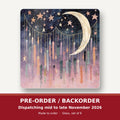 Crescent Moon & Star Curtain square glass coaster set of 6 – pre-order / backorder, dispatching mid to late November 2026