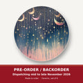 Hanging Moons & Stars round ceramic coaster set of 6 – pre-order / backorder, dispatching mid to late November 2026