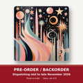 Boho Celestial Abstract square glass coaster set of 6 – pre-order / backorder, dispatching mid to late November 2026