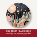 Celestial Pastel Skyline round ceramic coaster set of 6 – pre-order / backorder, dispatching mid to late November 2026
