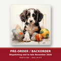 Springer Spaniel Puppy with Balls No.3 square glass coaster set of 6 – pre-order / backorder, dispatching mid to late November 2026