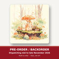 Rabbit under a Toadstool square glass coaster set of 6 – pre-order / backorder, dispatching mid to late November 2026