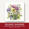 Pink, Purple & White Wild Bouquet square glass coaster set of 6 – pre-order / backorder, dispatching mid to late November 2026