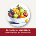 Fruit Bowl Still Life round ceramic coaster set of 6 – pre-order / backorder, dispatching mid to late November 2026