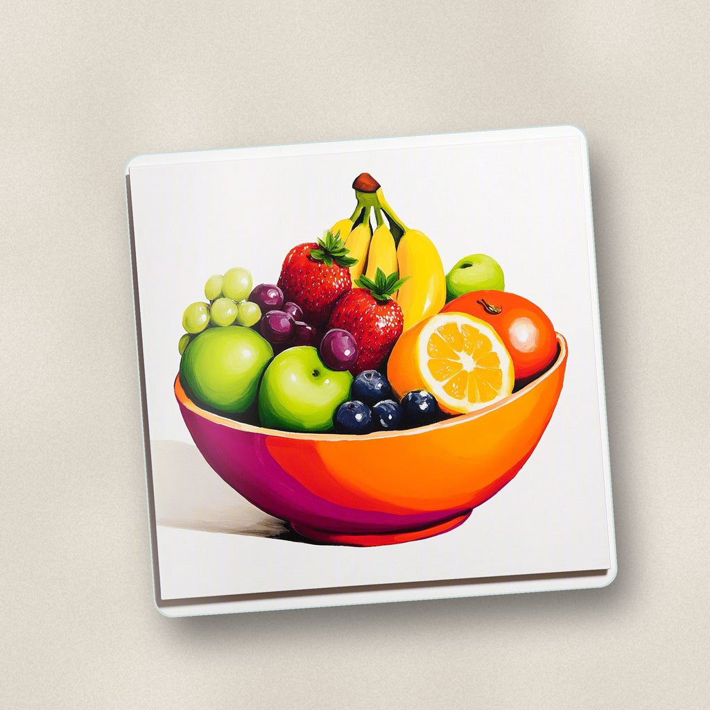 Close-up of one fruit in an orange bowl square glass coaster, flat UV print