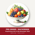 Fruit in a Footed Bowl round ceramic coaster set of 6 – pre-order / backorder, dispatching mid to late November 2026