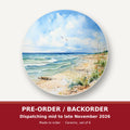 Dunes & Breaking Waves round ceramic coaster set of 6 – pre-order / backorder, dispatching mid to late November 2026