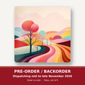 Winding Road through Pastel Hills square glass coaster set of 6 – pre-order / backorder, dispatching mid to late November 2026