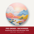 Pastel River Valley round ceramic coaster set of 6 – pre-order / backorder, dispatching mid to late November 2026