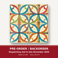 Retro Quatrefoil Tile Pattern square glass coaster set of 6 – pre-order / backorder, dispatching mid to late November 2026
