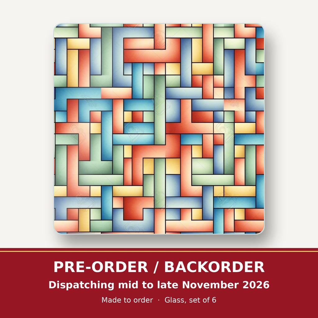 Pastel Basket Weave square glass coaster set of 6 – pre-order / backorder, dispatching mid to late November 2026