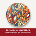 Stained Glass Swirl Abstract round ceramic coaster set of 6 – pre-order / backorder, dispatching mid to late November 2026