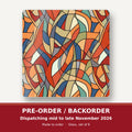 Stained Glass Swirl Abstract square glass coaster set of 6 – pre-order / backorder, dispatching mid to late November 2026