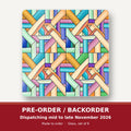 Pastel Woven Lattice square glass coaster set of 6 – pre-order / backorder, dispatching mid to late November 2026
