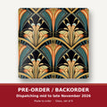 Art Deco Fan Pattern square glass coaster set of 6 – pre-order / backorder, dispatching mid to late November 2026