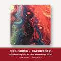 Red & Teal Fluid Art square glass coaster set of 6 – pre-order / backorder, dispatching mid to late November 2026