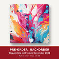 Magenta & Orange Paint Pour square glass coaster set of 6 – pre-order / backorder, dispatching mid to late November 2026