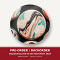 Marbled Discs on Black round ceramic coaster set of 6 – pre-order / backorder, dispatching mid to late November 2026