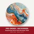 Teal & Copper Marble round ceramic coaster set of 6 – pre-order / backorder, dispatching mid to late November 2026