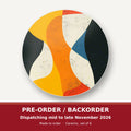 Mid-Century Abstract Shapes round ceramic coaster set of 6 – pre-order / backorder, dispatching mid to late November 2026