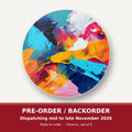 Bold Brushstroke Abstract round ceramic coaster set of 6 – pre-order / backorder, dispatching mid to late November 2026
