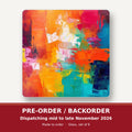 Sunset Palette Knife Abstract square glass coaster set of 6 – pre-order / backorder, dispatching mid to late November 2026