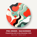 Mid-Century Wavy Abstract round ceramic coaster set of 6 – pre-order / backorder, dispatching mid to late November 2026