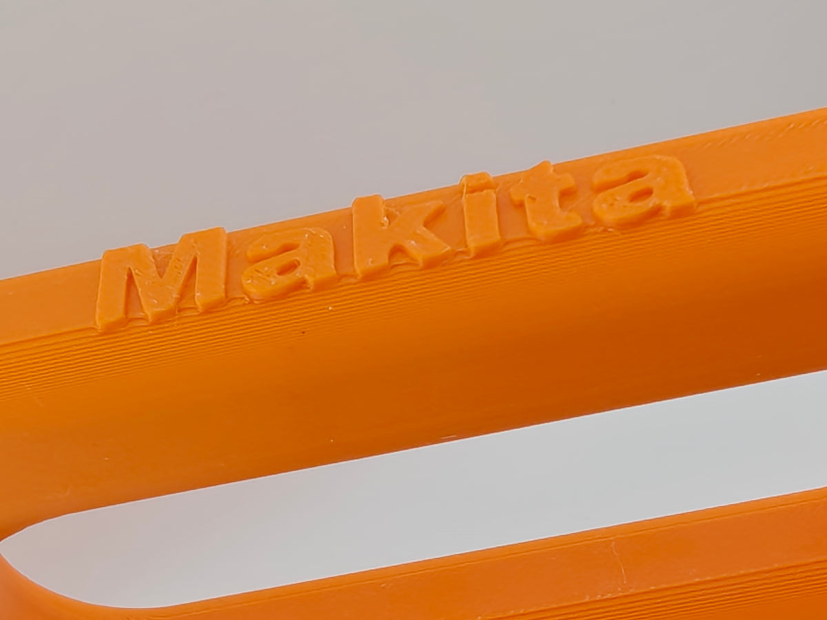 Makita-compatible 18V six-battery caddy – close-up of the moulded handle