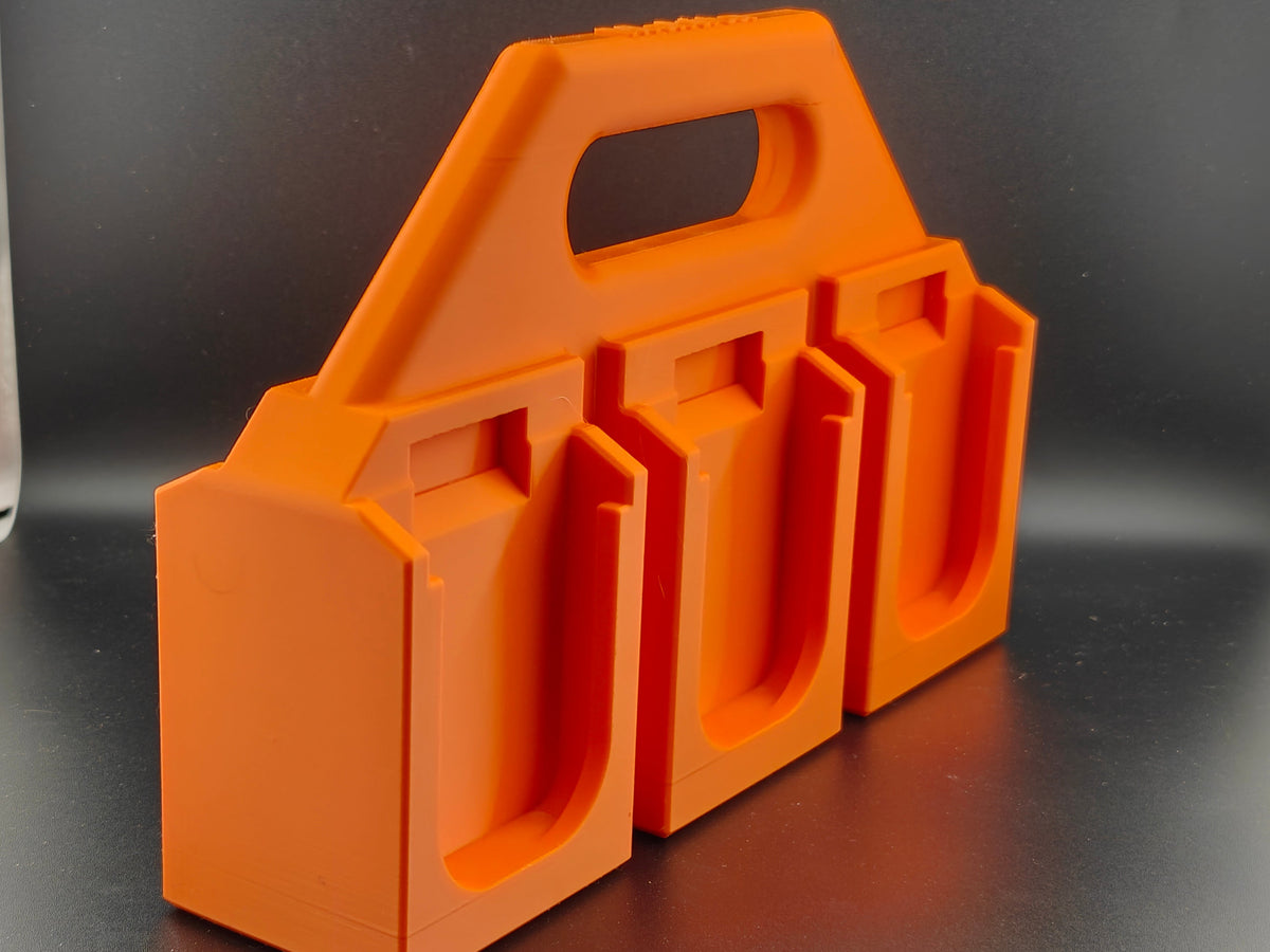 Makita-compatible 18V six-battery caddy – angled view