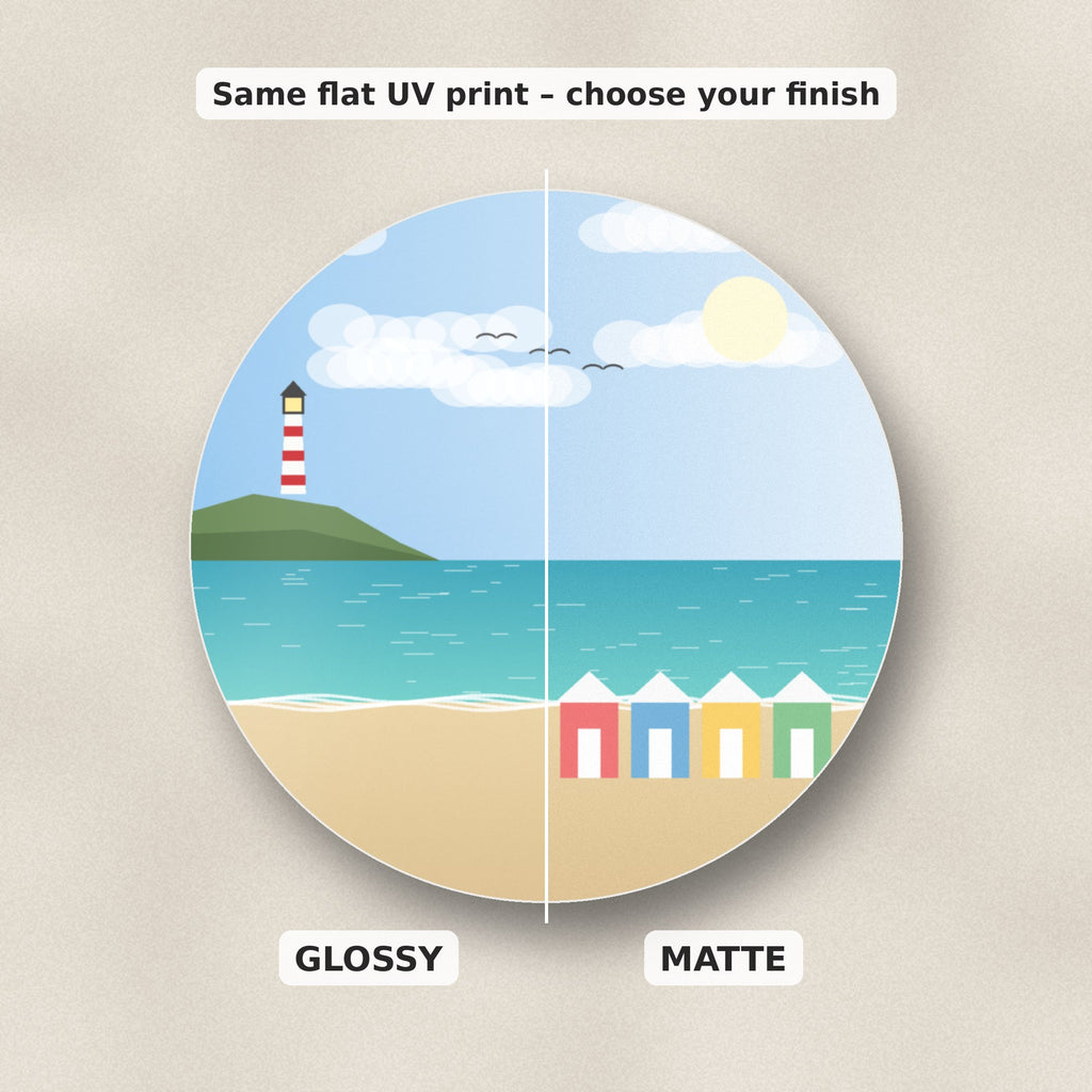 Glossy and matte finish compared on one custom photo coaster