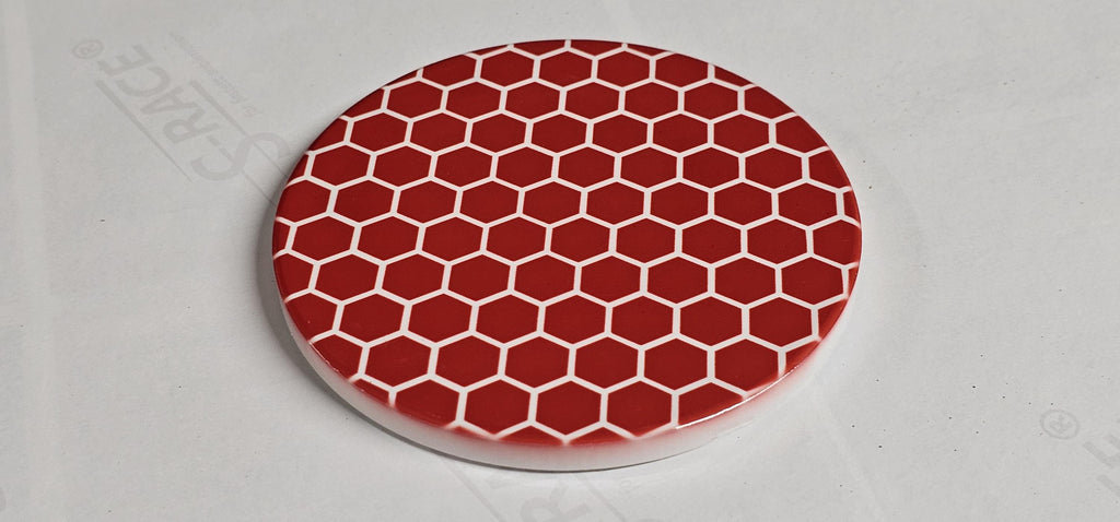 AI24069C Blue and white Honeycomb ,other variations -  Round Ceramic Coasters- Set of 6, gift for all occasions, Designed, made in Britain