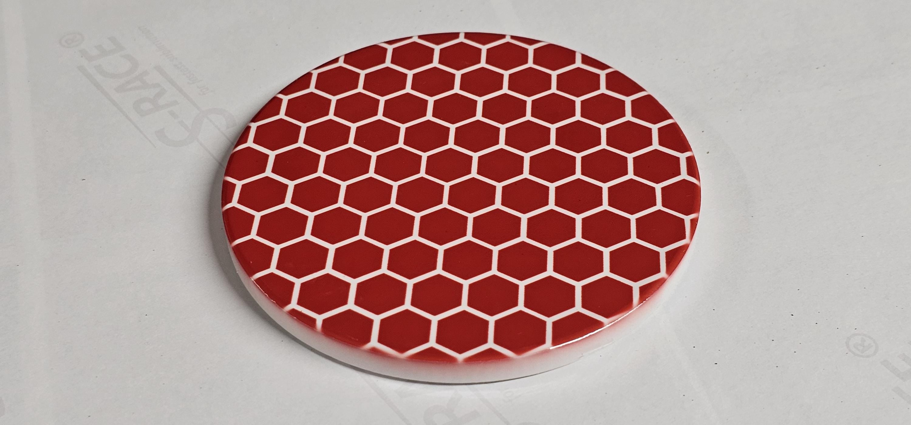 AI24069C Blue and white Honeycomb ,other variations -  Round Ceramic Coasters- Set of 6, gift for all occasions, Designed, made in Britain