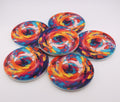 AI24048C Abstract Vortex No9   Multi coloured Round Ceramic Coasters- Set of 6, gift for all occasions, Designed and made in Britain
