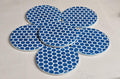AI24067C Blue Circles / Spots Contemporary Pattern -  Round Ceramic Coasters- Set of 6, gift for all occasions, Designed and made in Britain