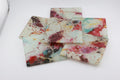 AI24018G Colorful Marble Glass Coaster, Abstract Agate Coaster, Modern Red Blue Gold Marble Decor, Rectangular Glass Drink Coaster Gift