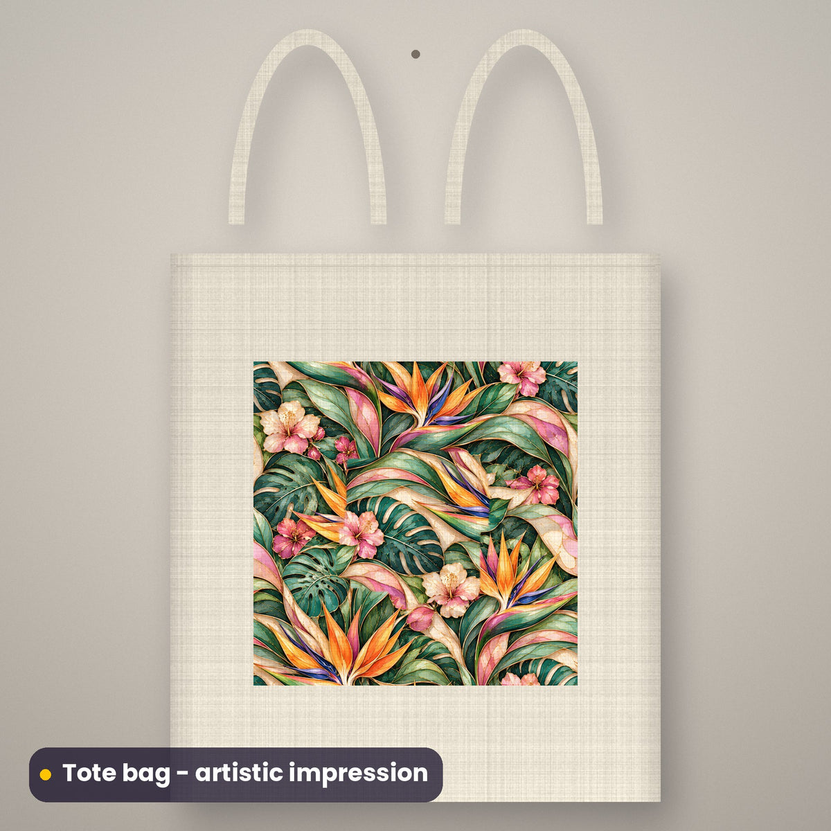Artistic impression of seamless artwork from the Botanical & Spring Gardens Seamless Phone Case & Product Art pack on a canvas tote bag