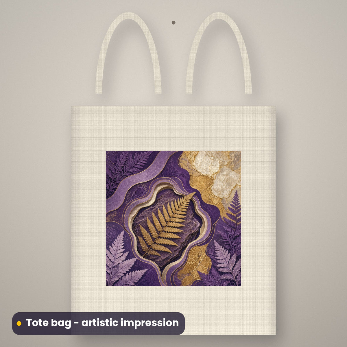 Artistic impression of seamless artwork from the Complete Adornment Library on a canvas tote bag
