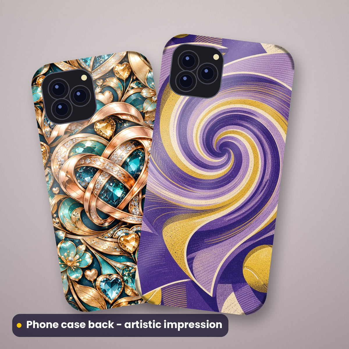 Artistic impression of seamless artwork from the Life, Love, Food & Travel Seamless Phone Case & Product Art pack on a pair of phone case backs