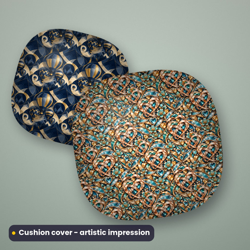 Artistic impression of seamless artwork from the Life, Love, Food & Travel Seamless Phone Case & Product Art pack on two cushion covers
