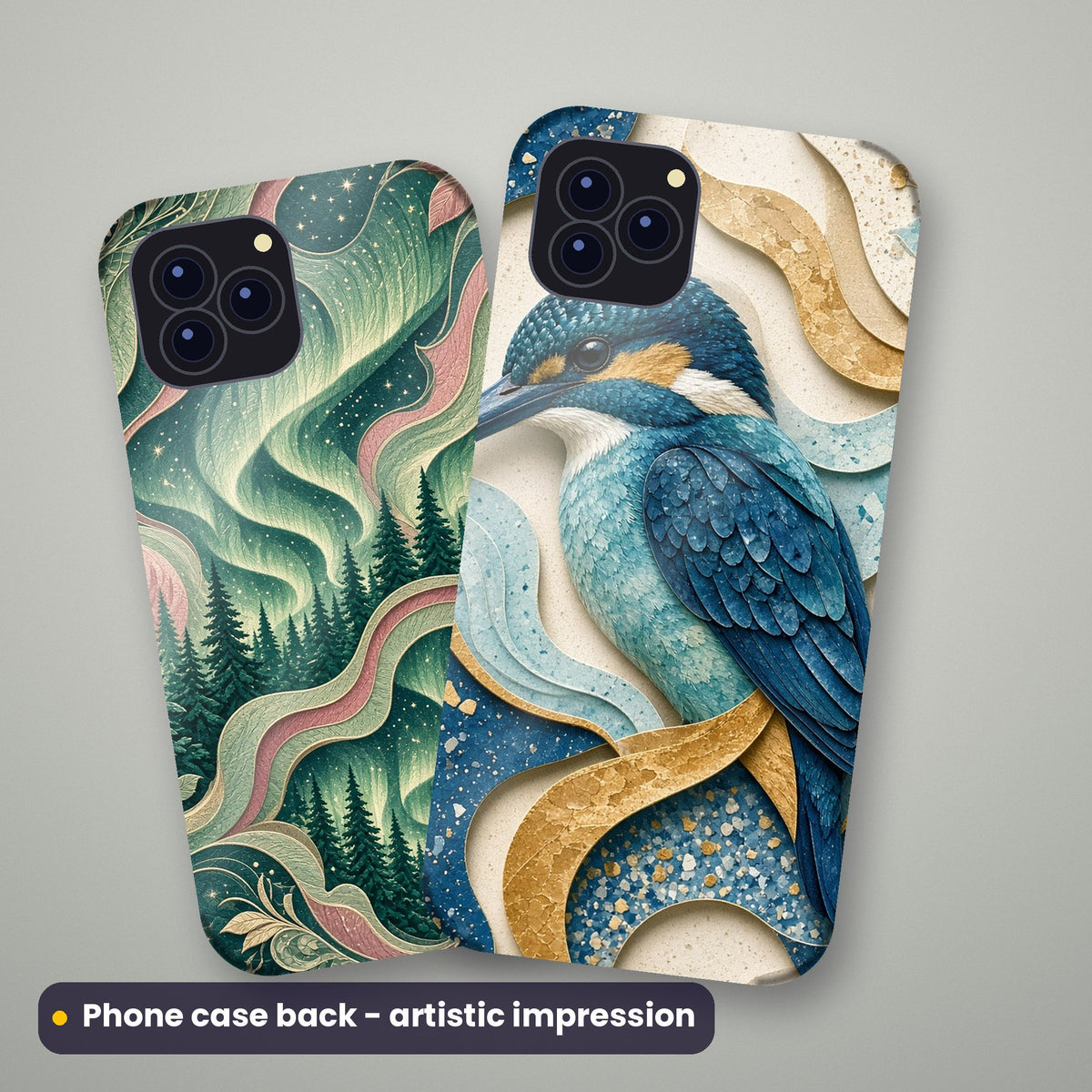 Artistic impression of seamless artwork from the Seasons, Coast & Wildlife Seamless Phone Case & Product Art pack on a pair of phone case backs