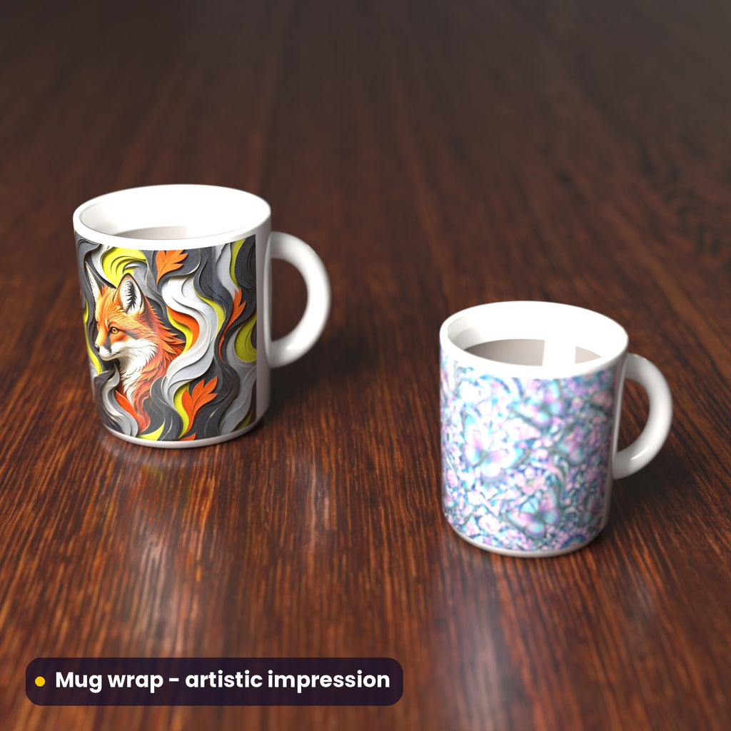 Artistic impression of seamless artwork from the Seasons, Coast & Wildlife Seamless Phone Case & Product Art pack on two mugs with a full wrap print