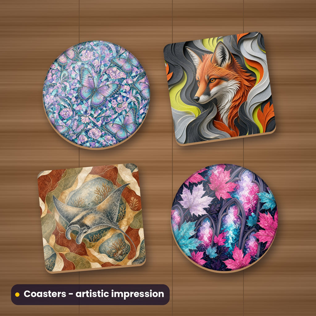 Artistic impression of seamless artwork from the Seasons, Coast & Wildlife Seamless Phone Case & Product Art pack on a set of four coasters
