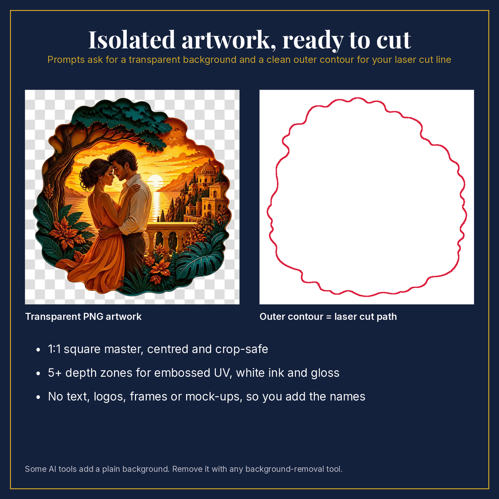 Transparent artwork and laser cut outline example