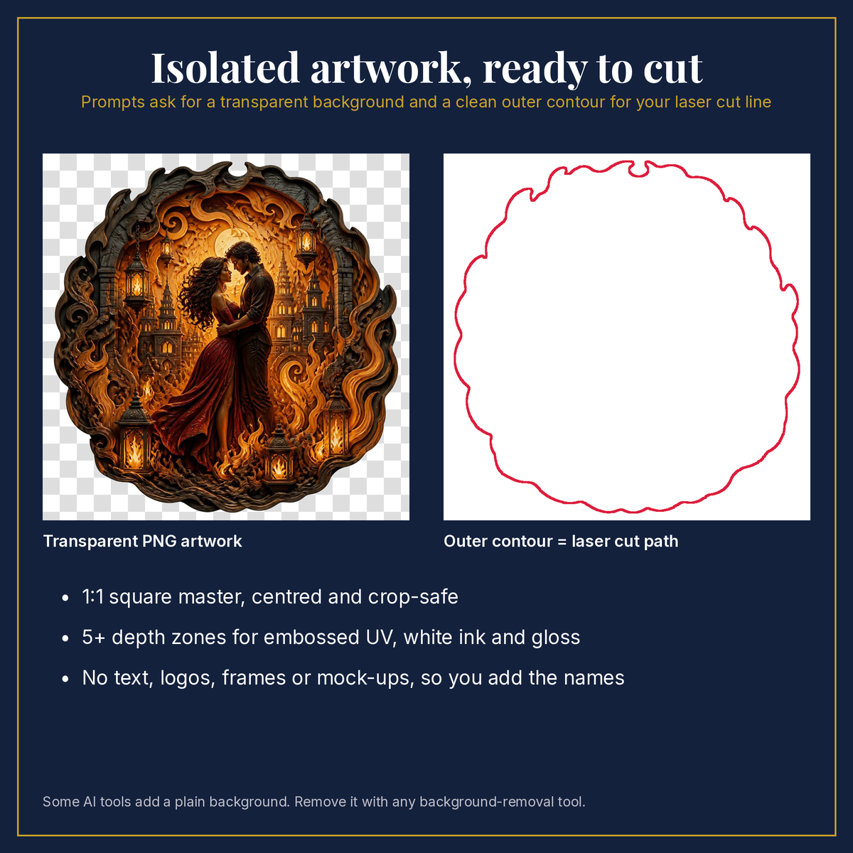 Transparent artwork and laser cut outline example