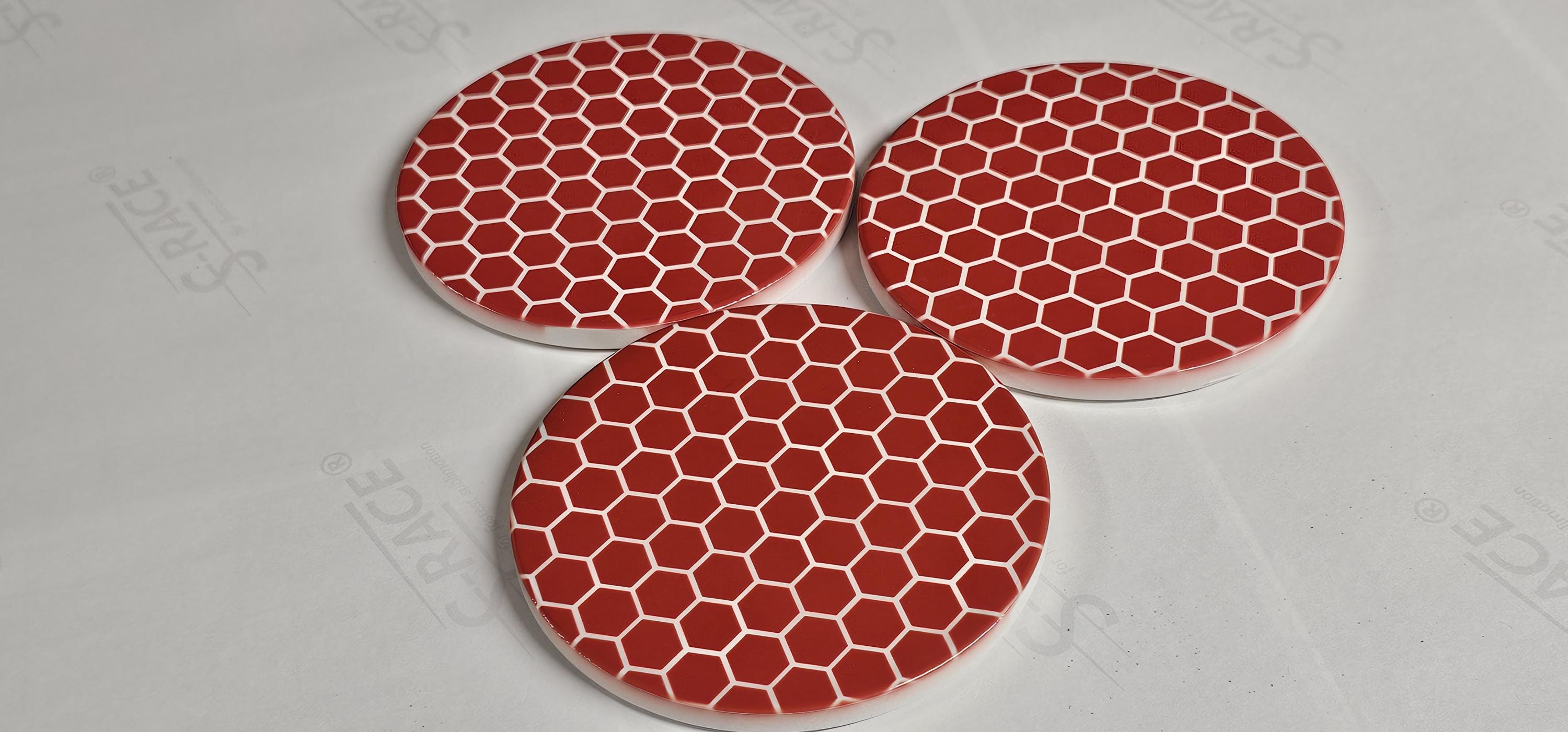 AI24069C Blue and white Honeycomb ,other variations -  Round Ceramic Coasters- Set of 6, gift for all occasions, Designed, made in Britain