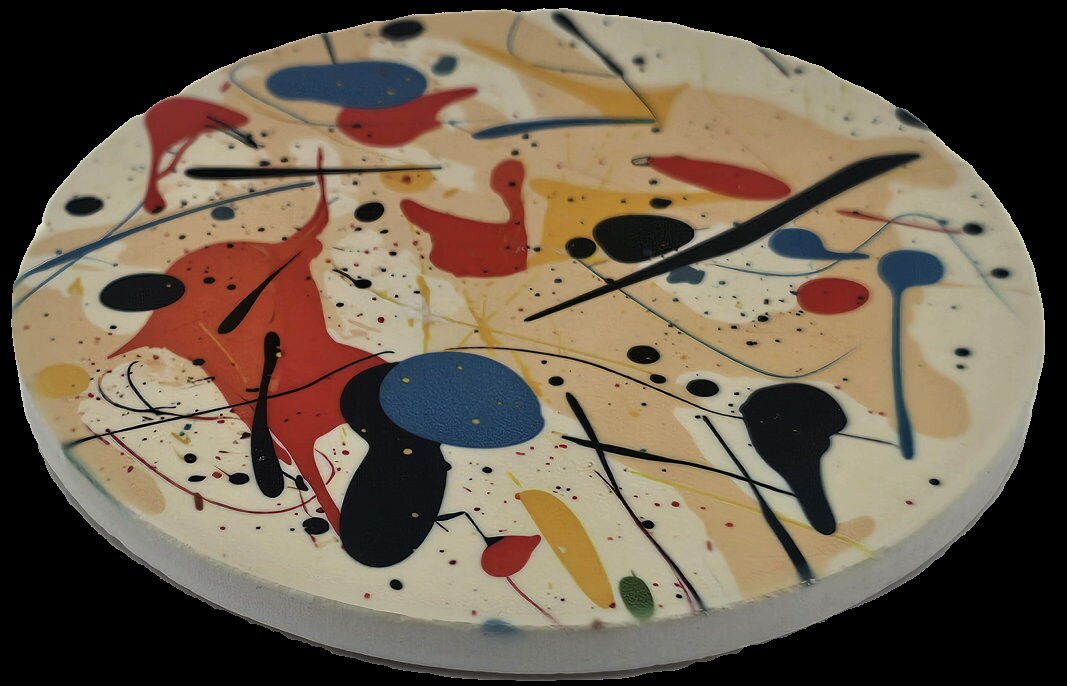 AI24017C Ink Splat Effect Round Ceramic Coasters- Set of 6, colourful, gift for all occasions, six unique designs.