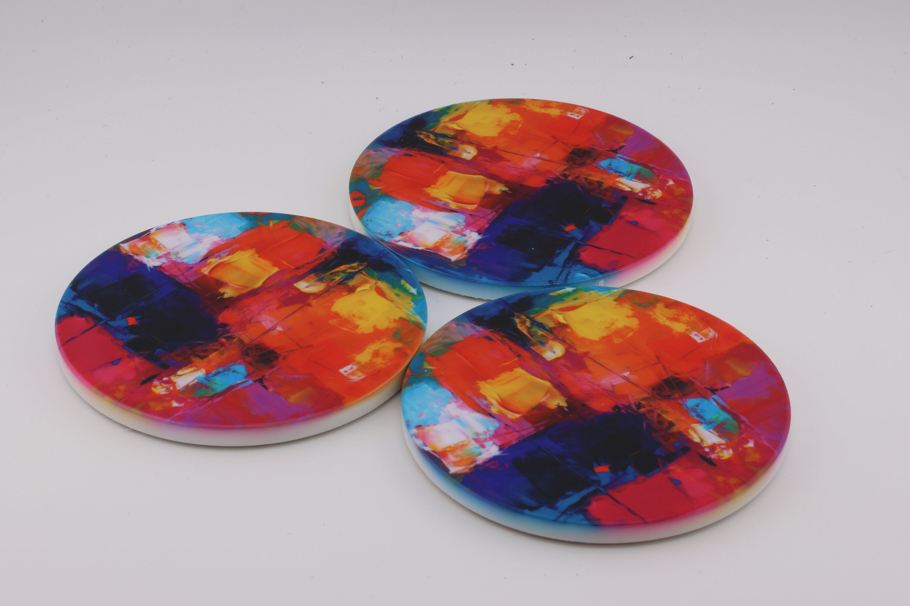 AI24002C Personalised Abstract Ceramic Coaster Set - Modern Art Home Decor - Unique Housewarming Gift - Custom Sublimation Printed Coaster